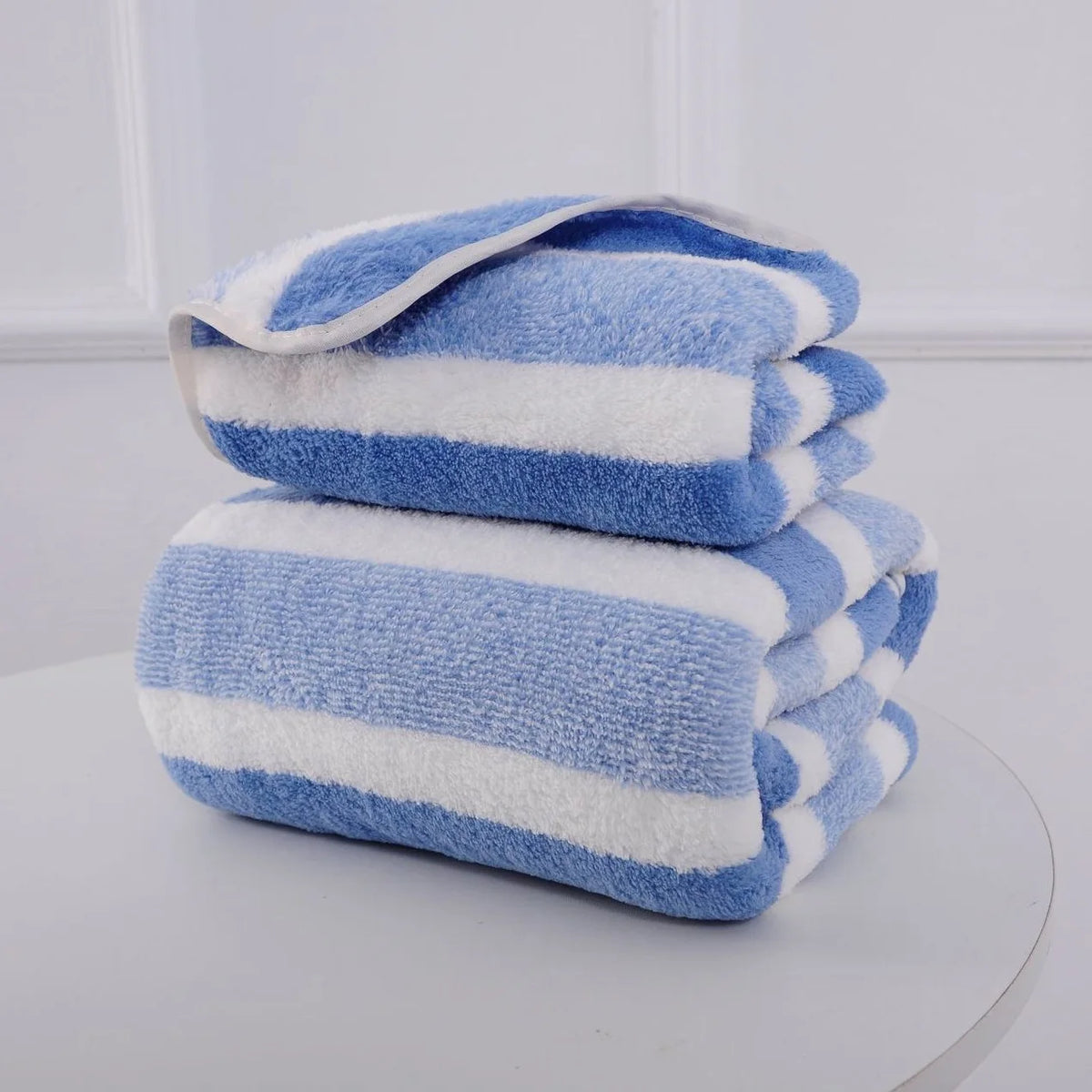 Striped Cotton Towel Set – Absorbent Quick-Dry Fabric for Bathroom Decor