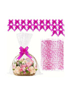 Heart Print Cellophane Gift Bags – Decorative Ribbon Pouches for Wedding Favors