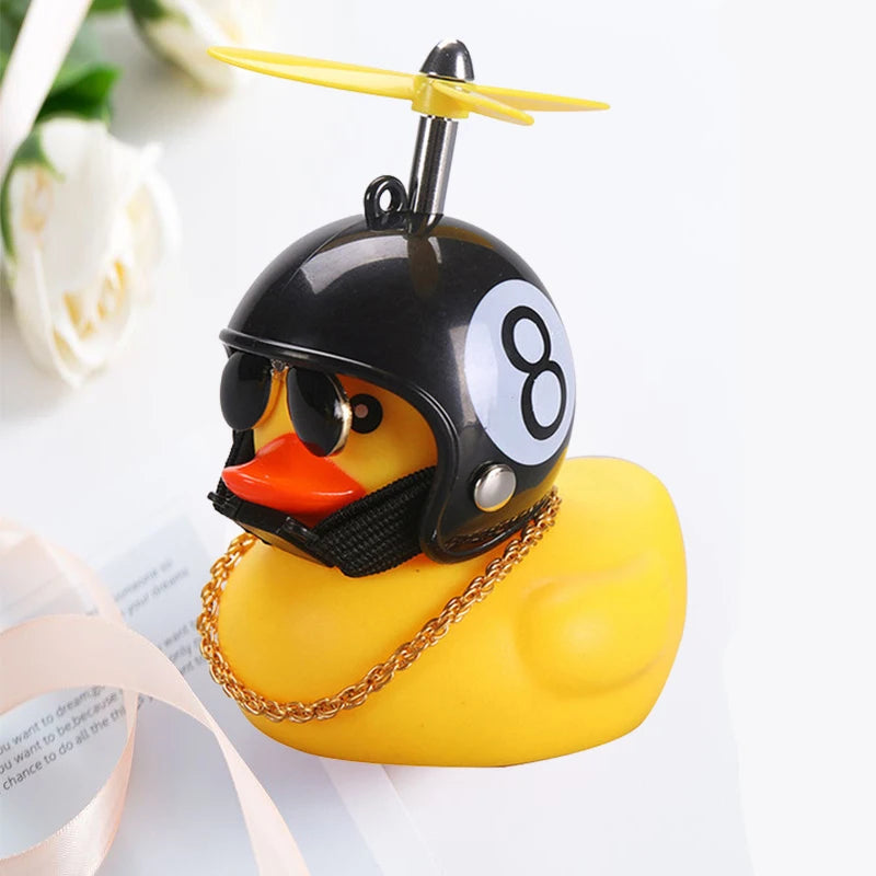 Yellow Duck Helmet Ornament – Wind-Breaking Car Dashboard Decor Accessory