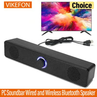 Wired Wireless PC Soundbar – Bluetooth Speaker for TV Gaming Home Theater