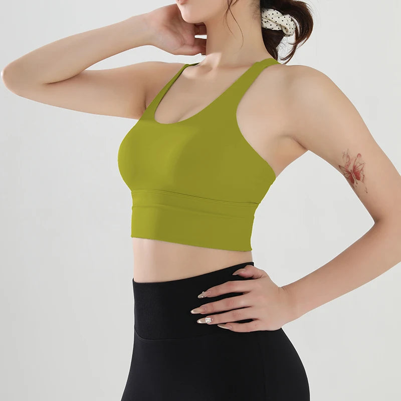 Shock-Absorbing Yoga Sports Bra – Breathable Fitness Top for Gym Workout