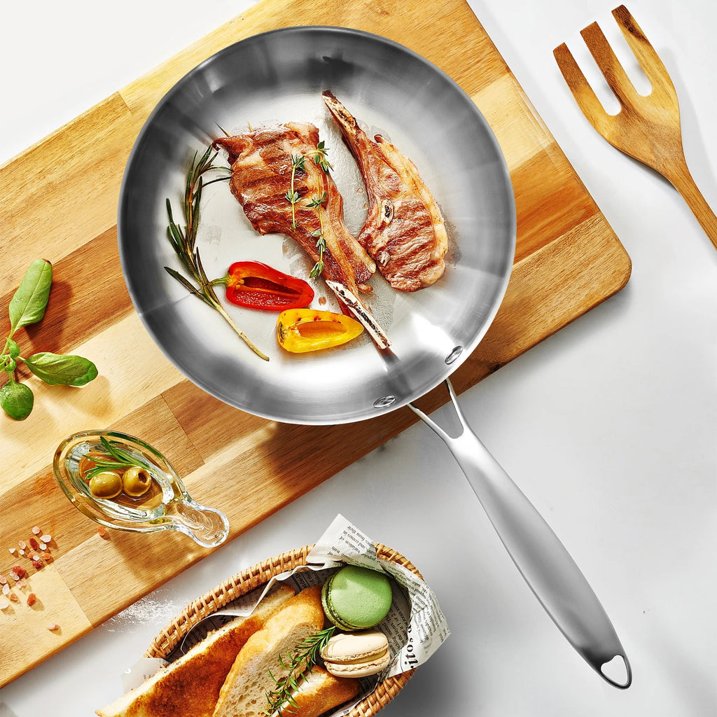 Stainless Steel Frying Pan – Nonstick Uncoated Cookware for Kitchen Stoves
