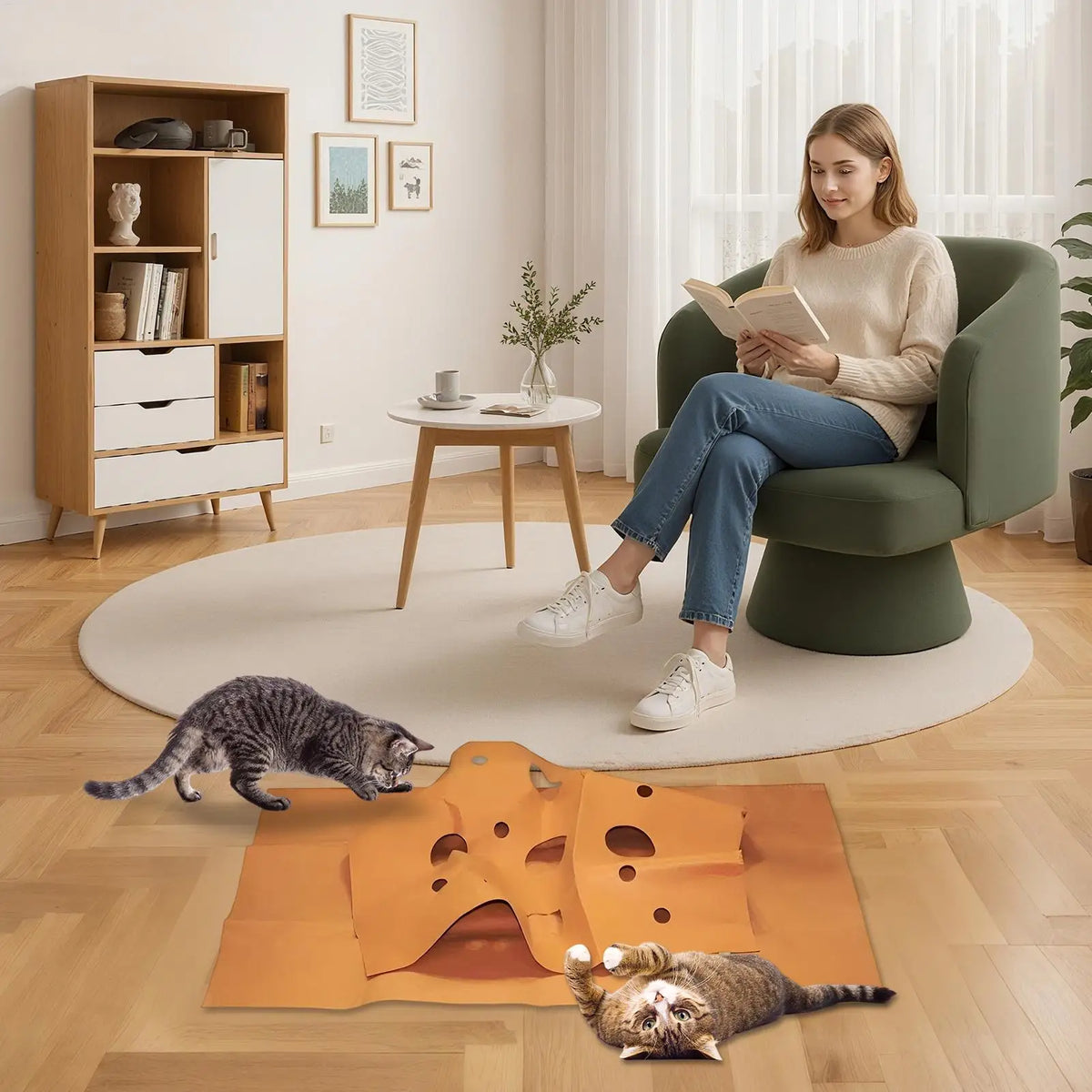 Interactive Cat Tunnel Mat – Foldable Enrichment Toy for Indoor Kitten Play