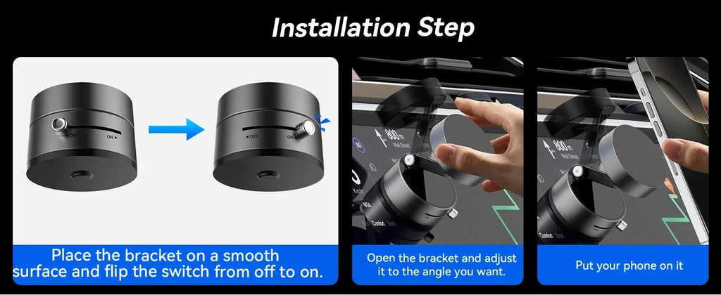 Magnetic Vacuum Phone Mount – Retractable Suction Holder for Car and Gym