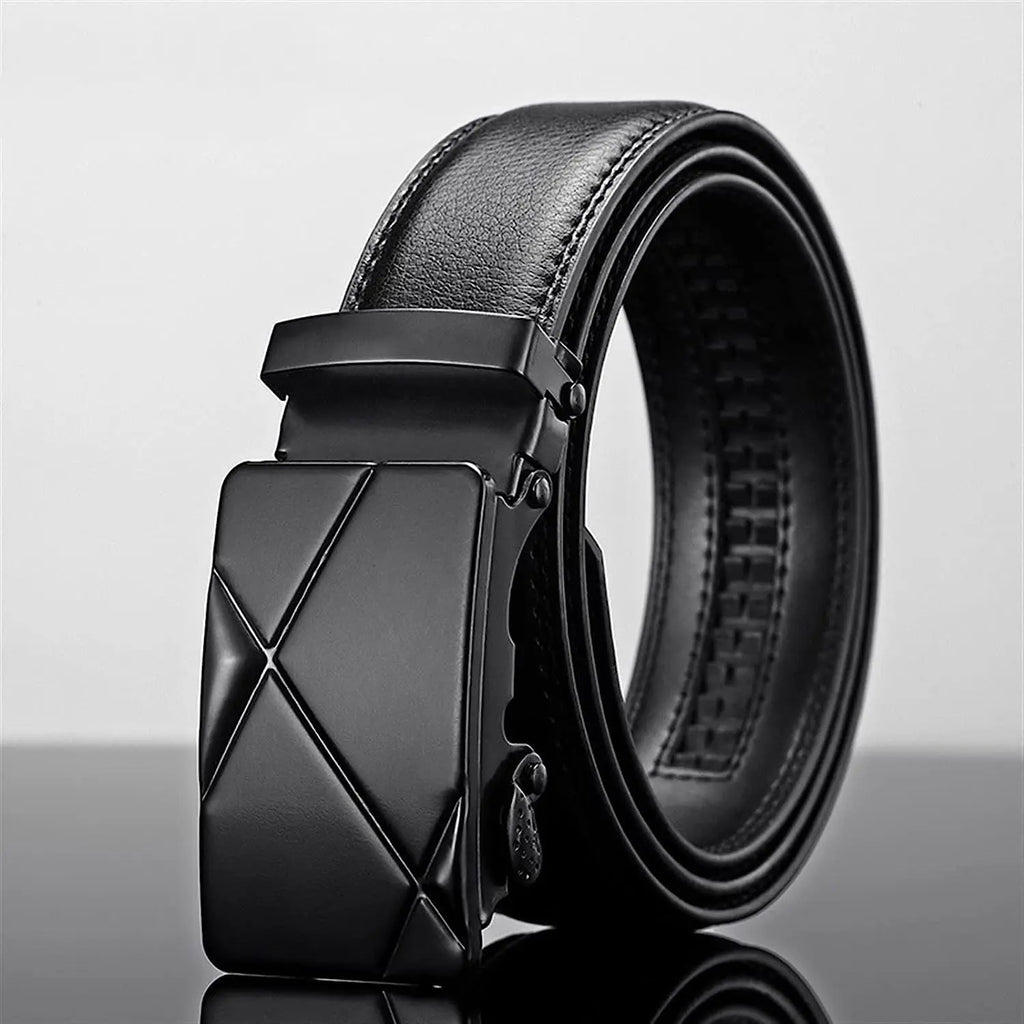 Mens Automatic Buckle Leather Belt – Luxury Business Accessory for Formal Wear