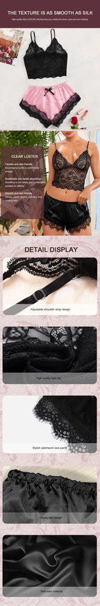 Lace See-Through Pajamas – Suspender Shorts Set for Women Summer Sleepwear