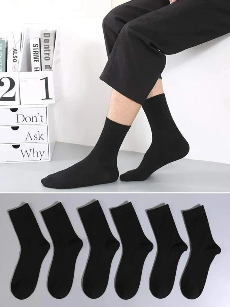 Mid Length Cotton Socks – Solid Color Business Casual for Daily Wear