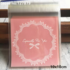 Self-Adhesive Bow-Knot Cookie Bags – 10x10cm Plastic Packaging for Parties