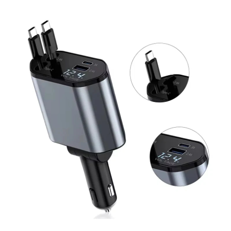 Retractable Car Charger – 120W Fast Charging Adapter for Mobile Devices