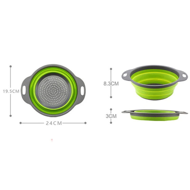 Collapsible Silicone Colander – Foldable Strainer for Kitchen Fruit Washing