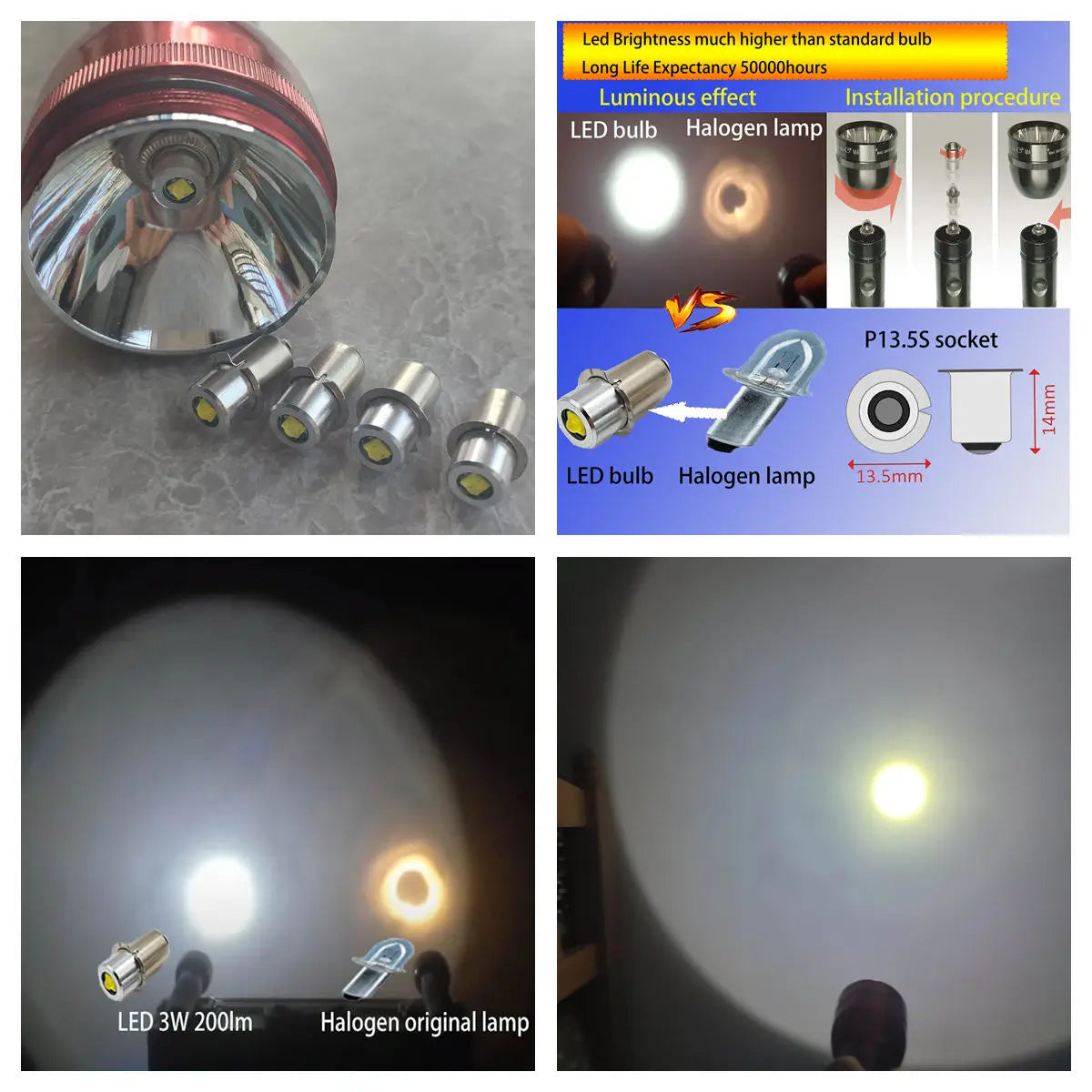 LED Flashlight Bulb Upgrade – 3W Conversion Kit for Maglite Torches