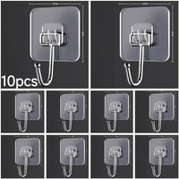 Transparent Adhesive Hooks – Heavy Duty Acrylic for Kitchen and Bathroom Wall
