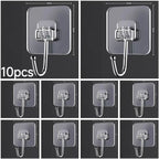 Transparent Adhesive Hooks – Heavy Duty Acrylic for Kitchen and Bathroom Wall