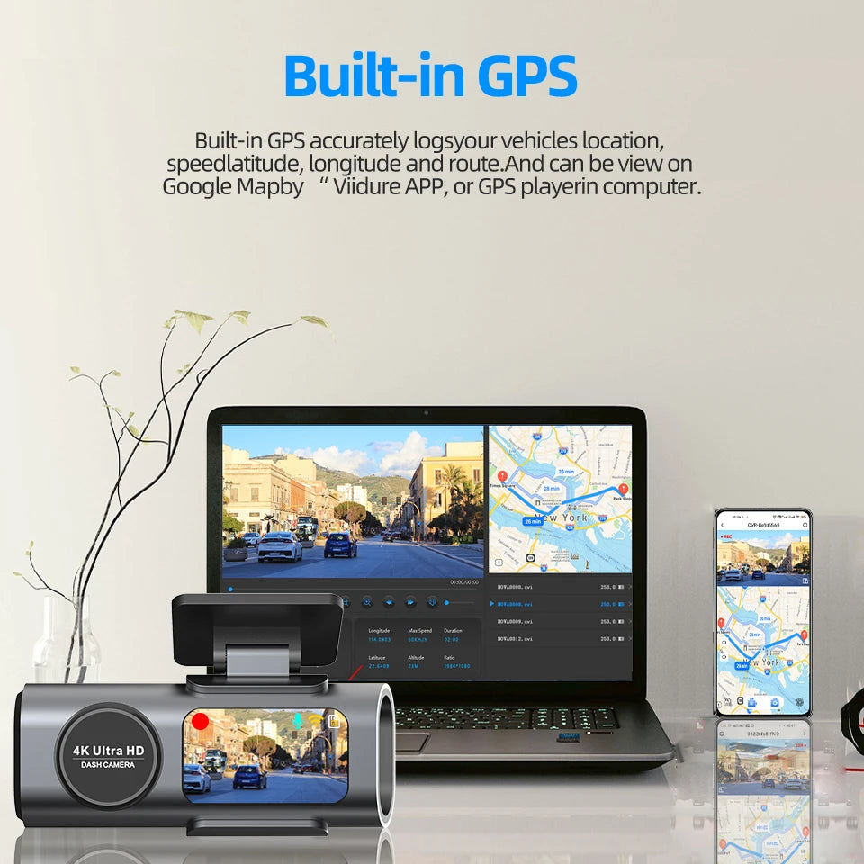 4K WiFi Dash Cam – GPS Night Vision Car DVR for Vehicle Security