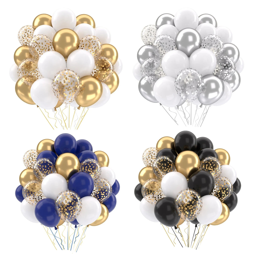 Metallic Pearl and Confetti Balloons – Decorative Latex Set for Party Events
