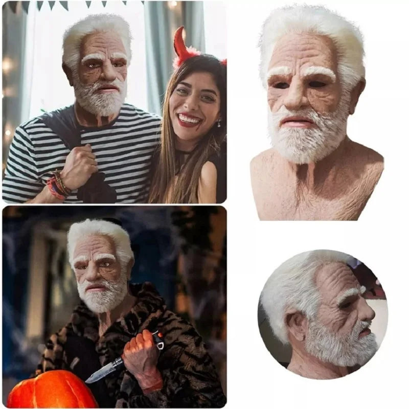 Realistic Bald Old Man Mask – Latex Creepy Cosplay Prop for Halloween