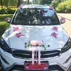 Silk Flower Wedding Car Decoration Kit – Floral Ribbons for Bridal Vehicles