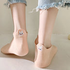 Embroidered Cotton Animal Socks – Breathable Casual Footwear for Women