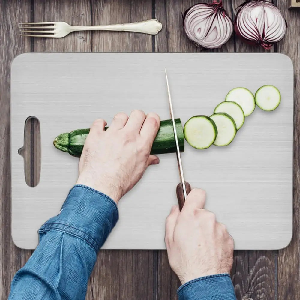 Titanium Cutting Board – Double Thick Metal Surface for Kitchen and Camping