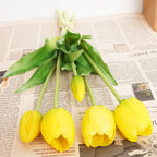 Silicone Real Touch Tulip Bouquet – Artificial Five-Head Flower for Home Decor