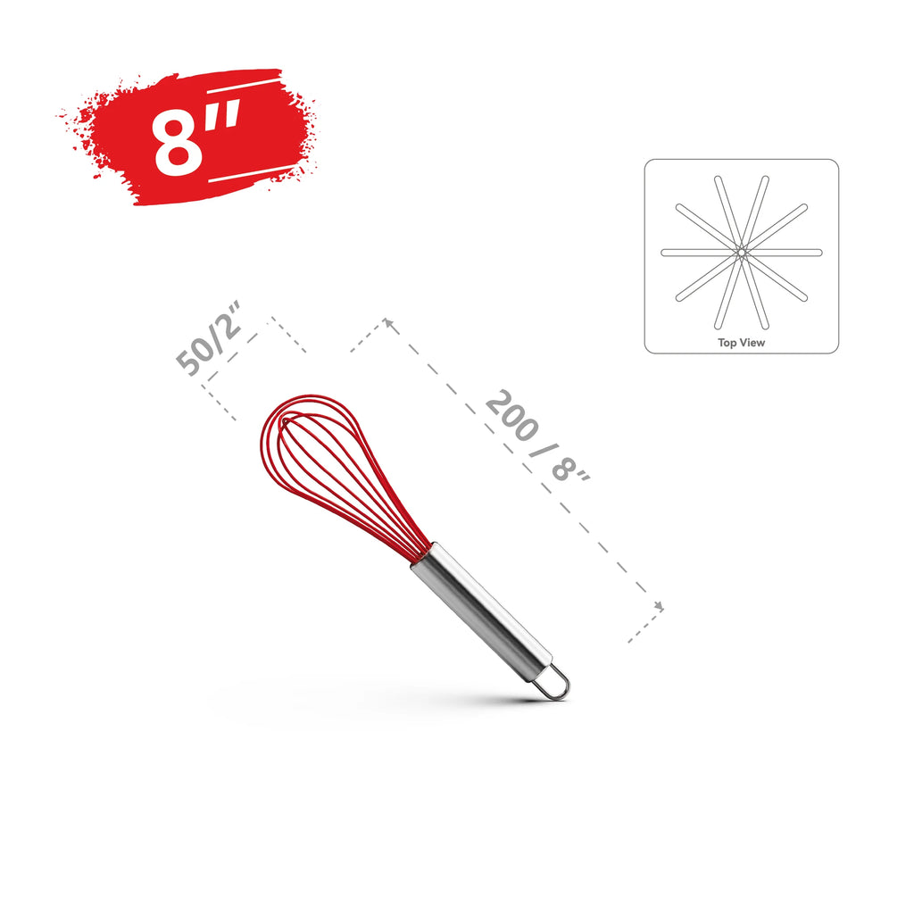 Stainless Steel Balloon Whisk – 8 10 12 Inch Wire Beater for Kitchen Cooking