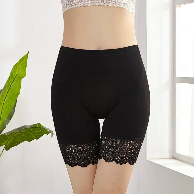 Modal Lace Safety Shorts – Plus Size Anti-Chafing Underwear for Women