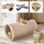 Foldable Suede Cat Tunnel – Porous Interactive Tube for Pet Entertainment