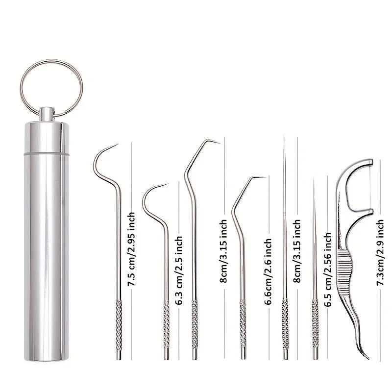 Stainless Steel Toothpick Set – Portable Oral Care Tools for Dental Hygiene