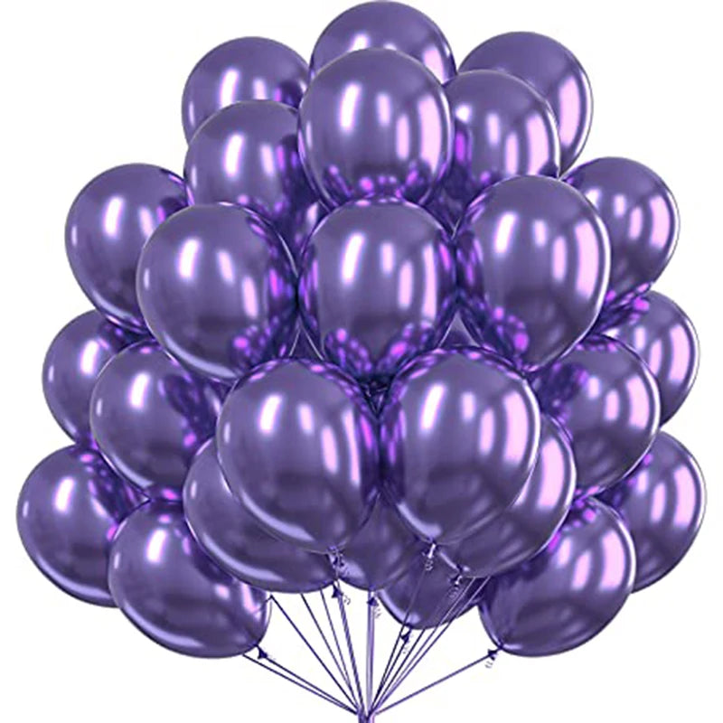 12-Inch Round Metallic Confetti Balloons – Latex Party Decor for Anniversaries