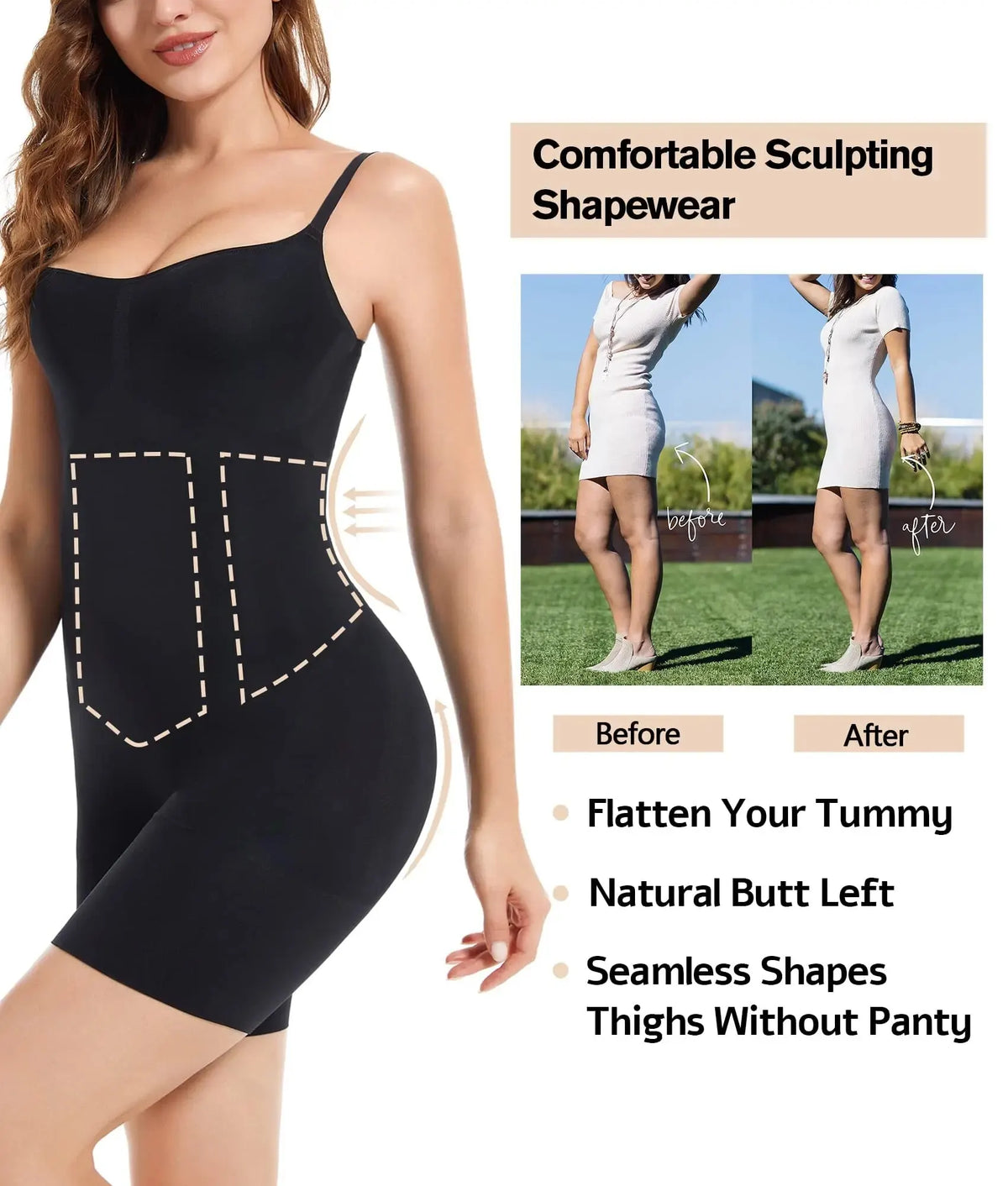 One-Piece Shapewear Bodysuit – Slimming Hip Lift Corset for Tummy Control