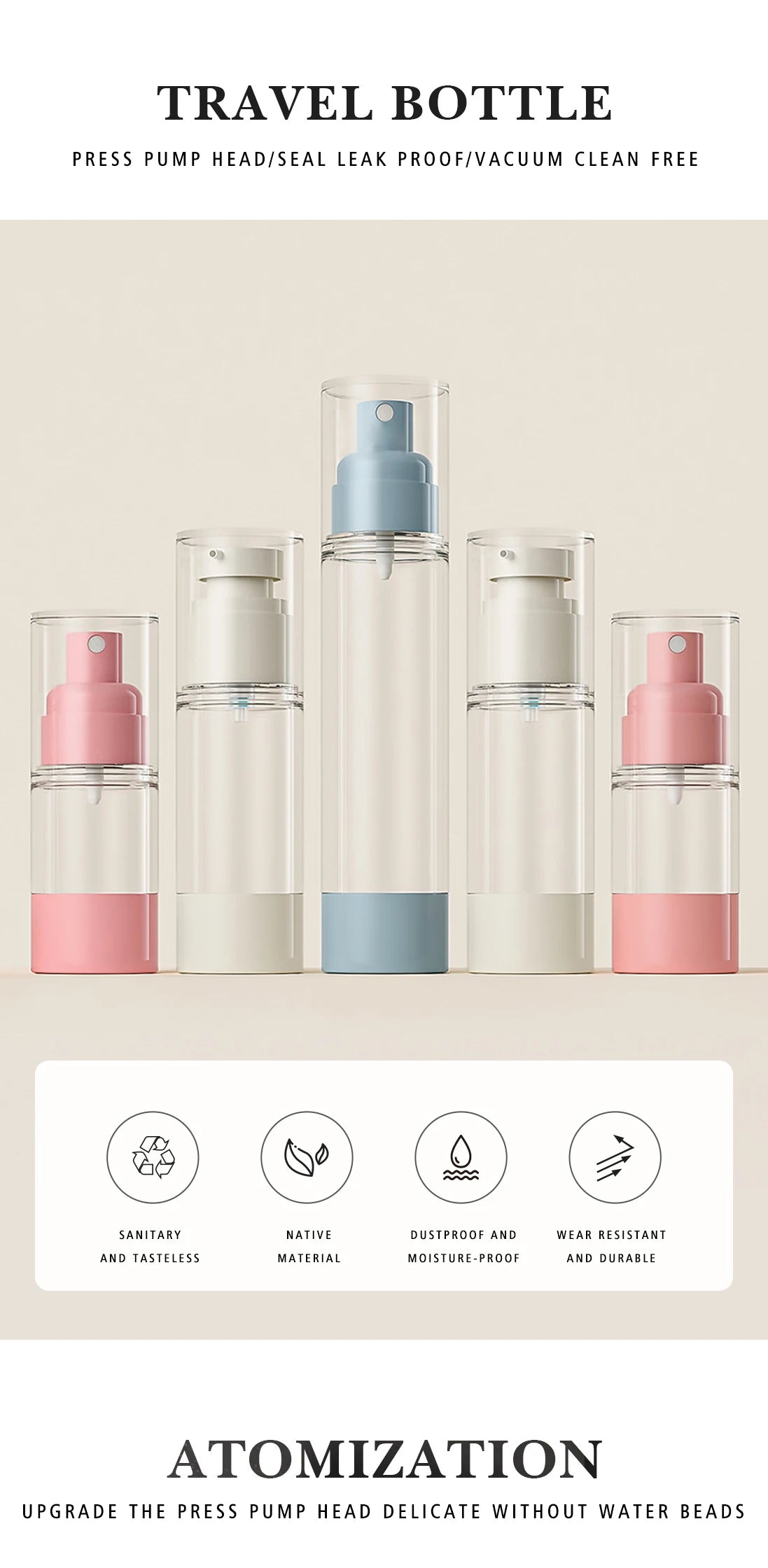 Portable Vacuum Pump Bottle – Refillable Nordic Lotion Dispenser for Travel
