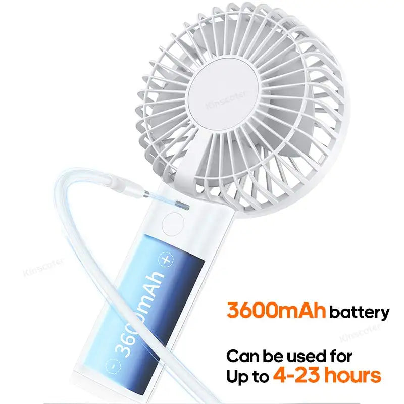 Portable Handheld USB Fan – Rechargeable Stepless Speed Desktop Cooling Fan