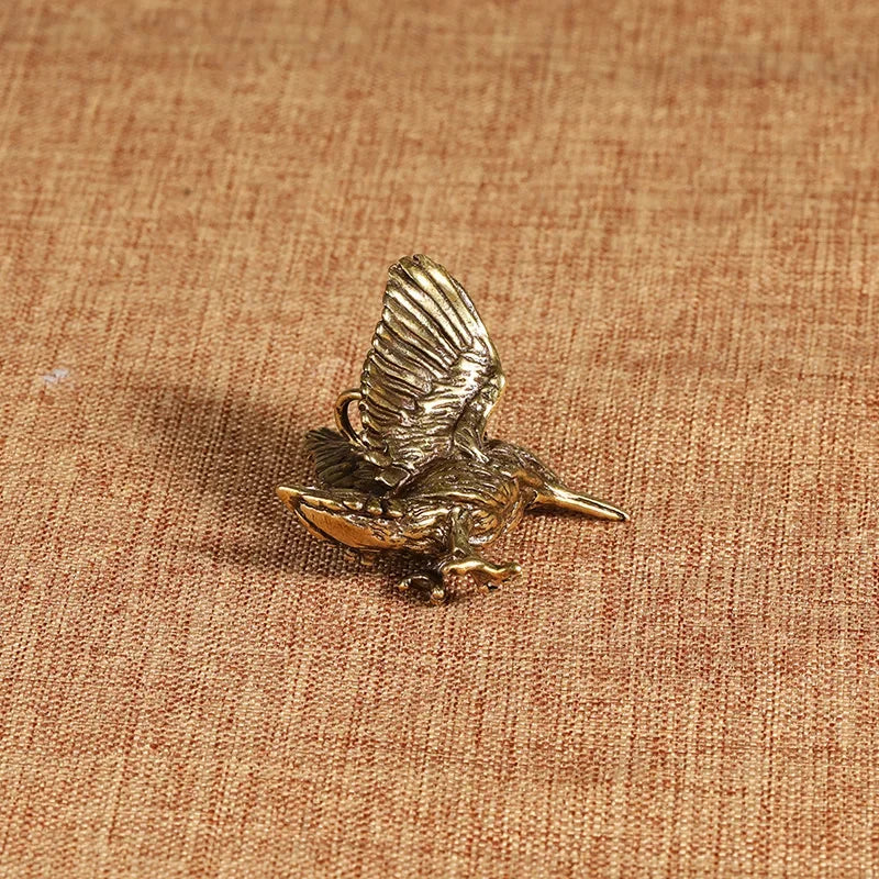 Brass Eagle Statue – Mini Winged Bird Sculpture for Home and Office Decor