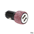 Bling Dual USB Car Charger – Diamond Fast Adapter for Women Interior Decor