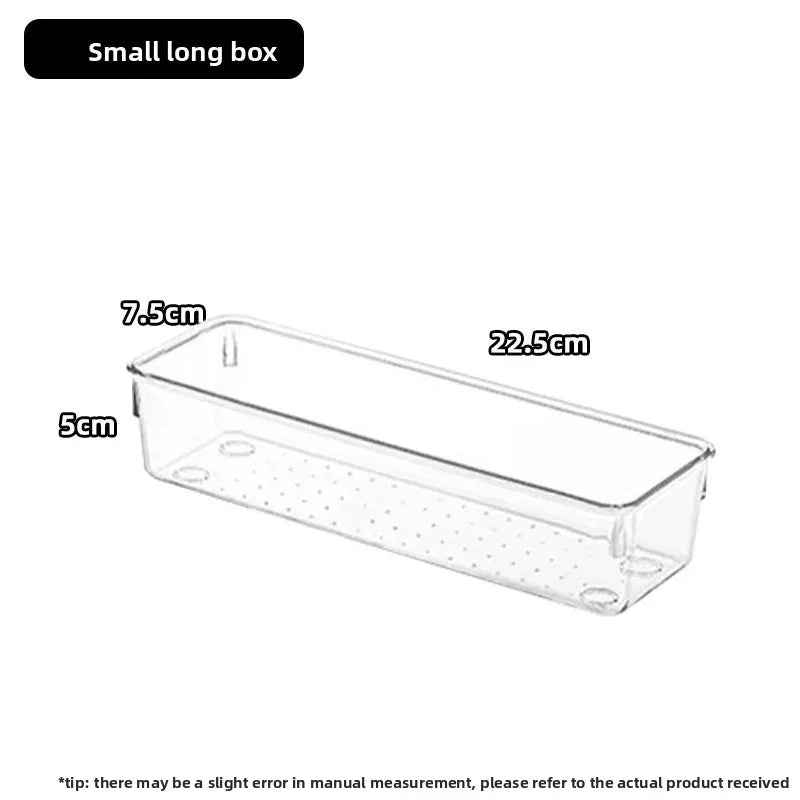 Transparent Cosmetic Organizer – Striped Plastic Drawer for Desk Storage