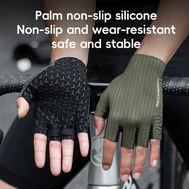 ROCKBROS Half Finger Cycling Gloves – Shock-Absorbing MTB Gear for Summer