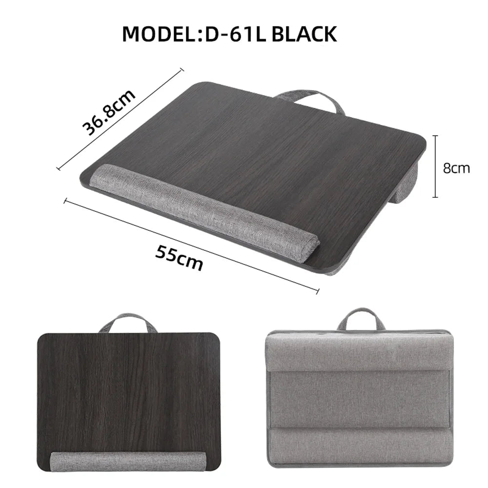 Portable Wooden Laptop Bed Desk – 15 Inch Lap Tray with Cushion for Study