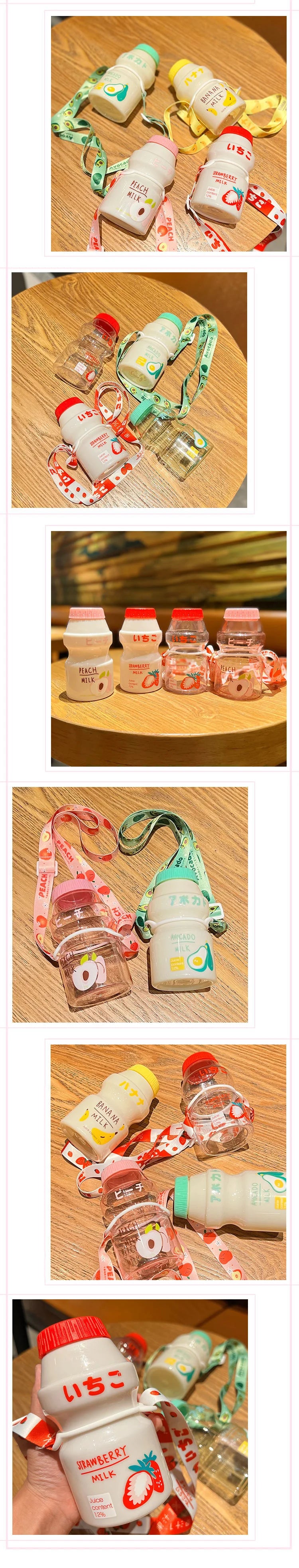 Milk Carton Water Bottle – 480ml Kawaii Plastic Cup for Kids and Adults