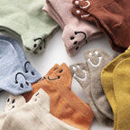 Embroidered Smiley Face Ankle Socks – Breathable Cotton for Casual Comfort