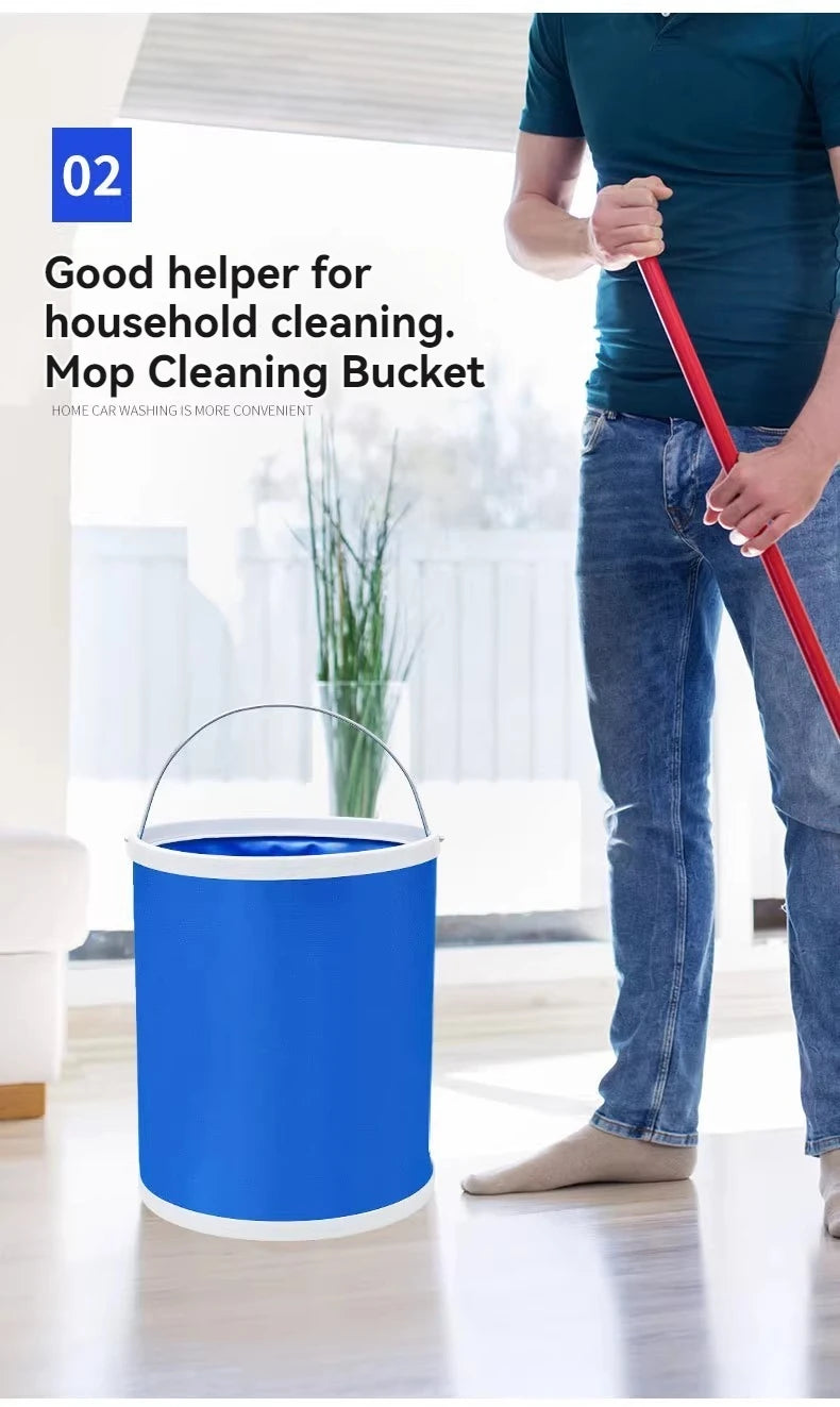 Collapsible Oxford Folding Bucket – Waterproof Portable Basin for Car Washing