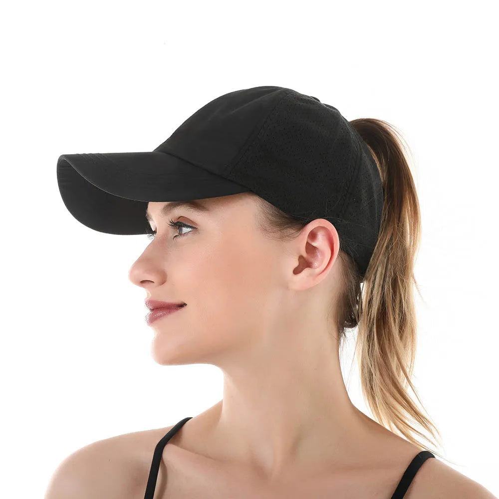 Ponytail Baseball Cap – Quick-Drying Mesh Visor for Outdoor Athleisure