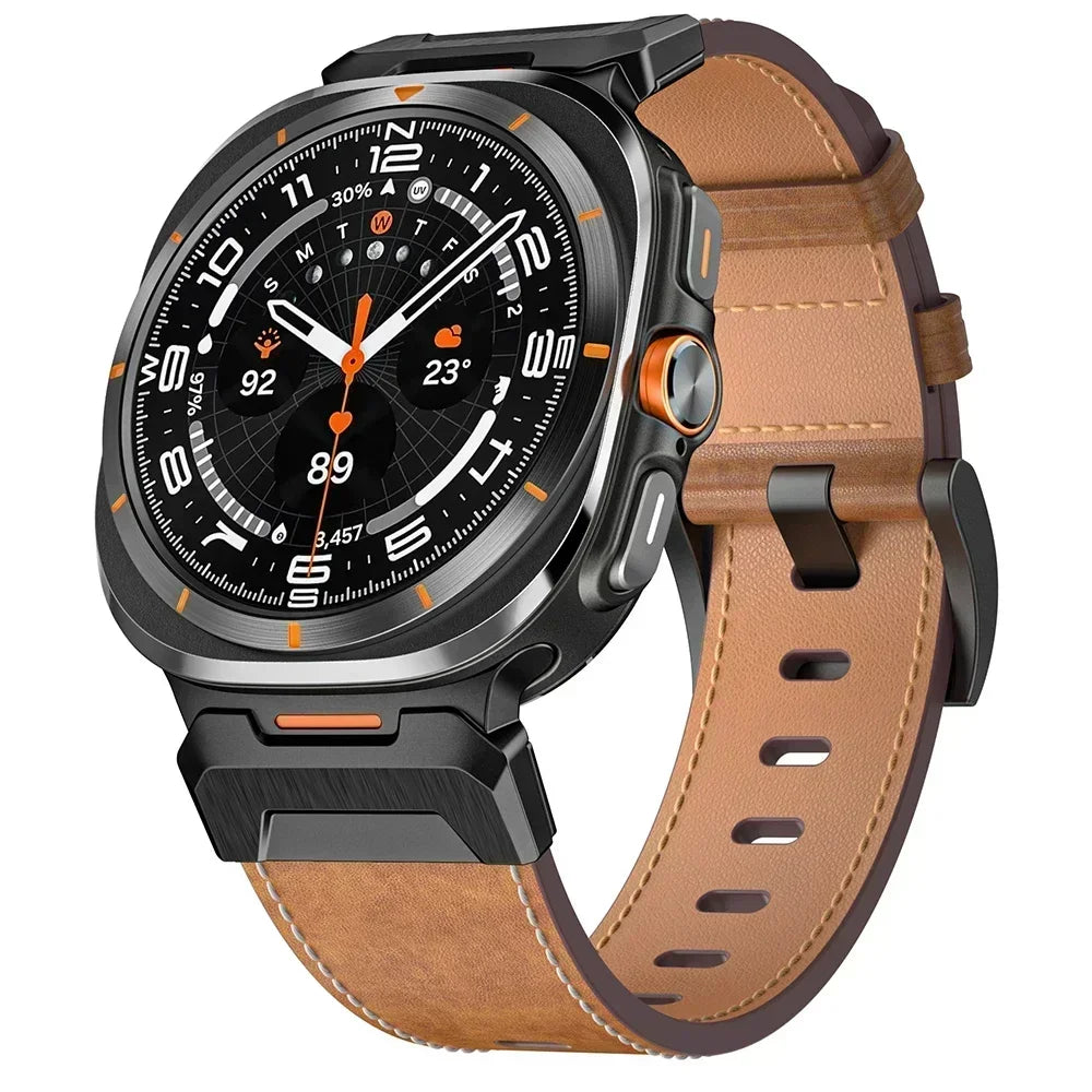 Luxury Leather Watch Band – 47mm Replacement Strap for Samsung Galaxy Ultra