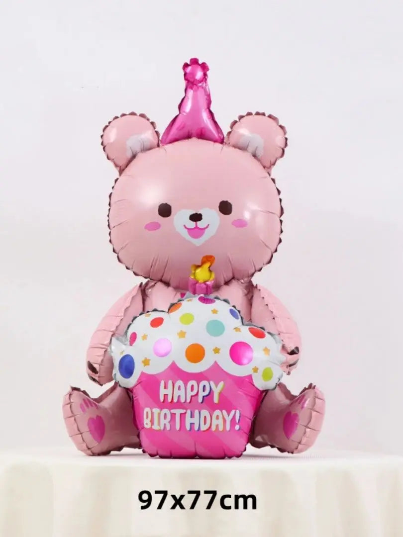 3D Matte Standing Bear Foil Balloons – Birthday Party Decoration for Baby Shower