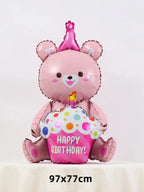 3D Matte Standing Bear Foil Balloons – Birthday Party Decoration for Baby Shower