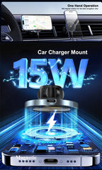 Magnetic Wireless Car Charger – 15W Air Vent Mount for iPhone 16 15 14 13 12