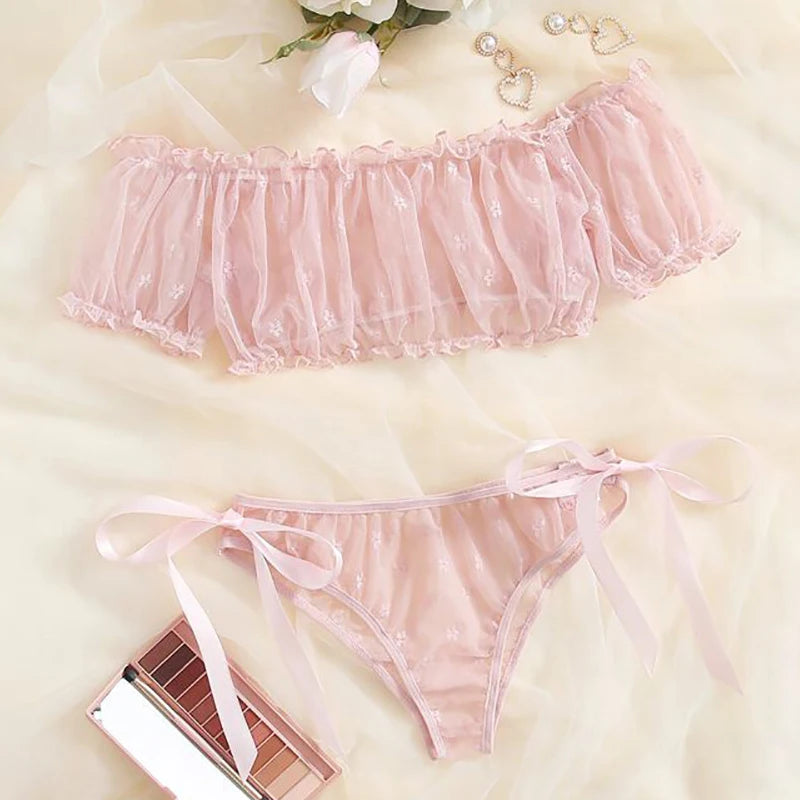 Floral Lace Lingerie Set – See Through Bralette for Romantic Evenings