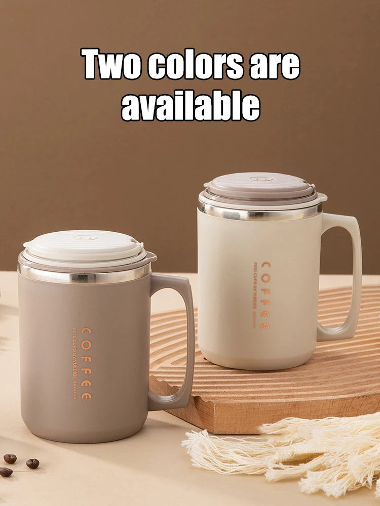 Stainless Steel Coffee Mug – Portable Anti-Scald Cup for Travel and Office