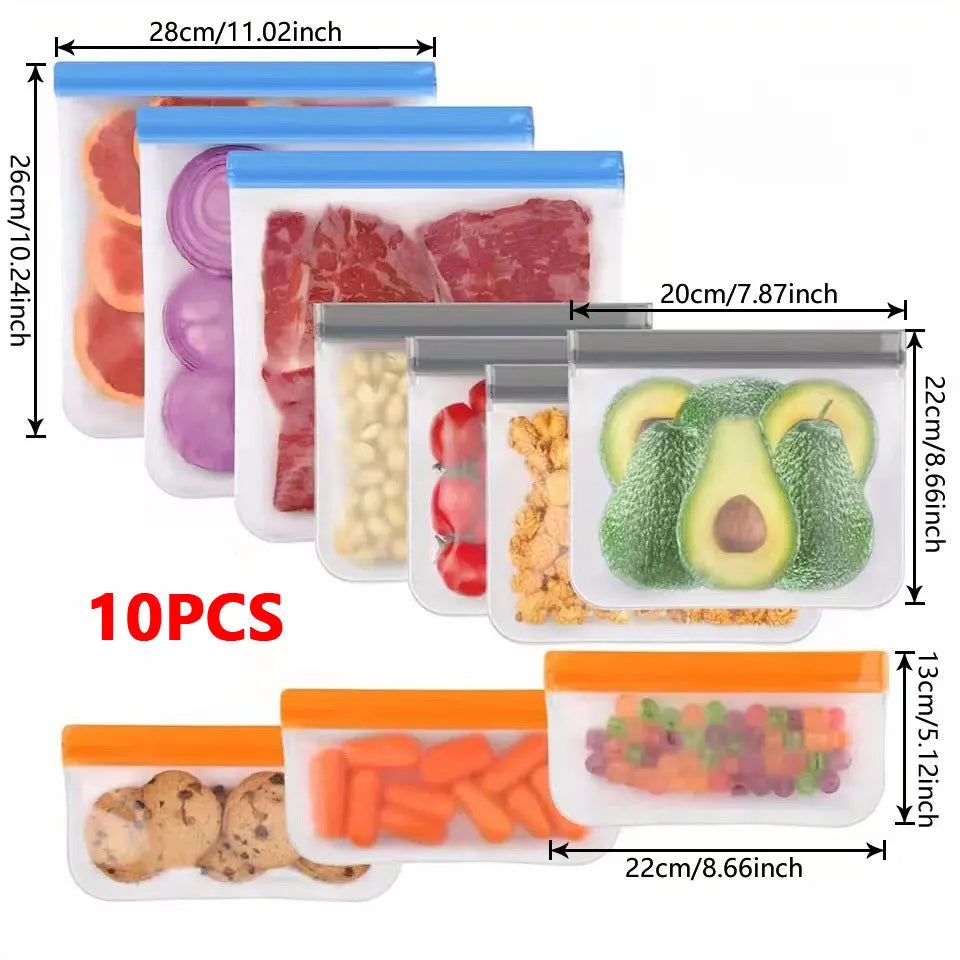 Silicone Food Storage Bags – Leakproof Reusable Containers for Freezer Kitchen