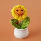 Handwoven Crochet Sunflower Potted Plant – Decorative Gift for Home Decor