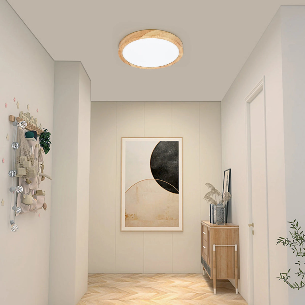 LED Ceiling Light – Wood Grain Golden Finish for Kitchen and Bedroom
